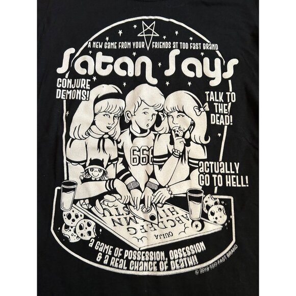 Too Fast (SMALL) Satan Says T shirt Goth Switchblade - Picture 3 of 4